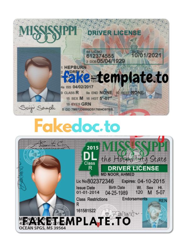 Mississippi Driver License Psd Template (Multi Version) – FakeTemplate.cc