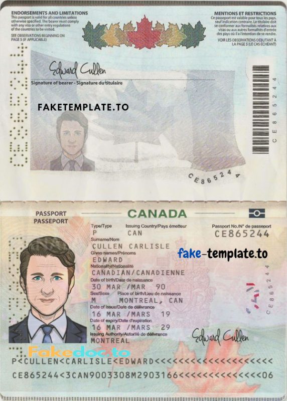 Canada Passport template in PSD format, fully editable (2010 – present ...