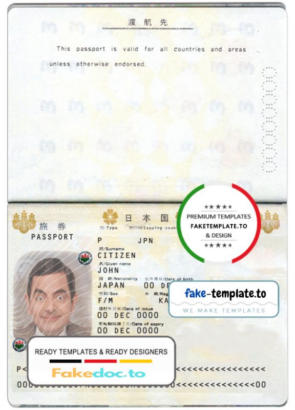 Japan Passport Template In Psd Format Faketemplatecc 9369