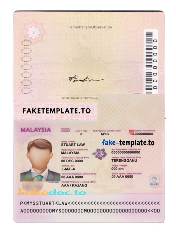 Malaysia Passport Psd Templates V1 V2 Multi Version FakeTemplate Cc   Ww 598x800 